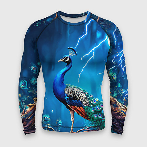 Мужской рашгард Павлин и молния / 3D-принт – фото 1