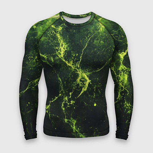 Мужской рашгард Зеленые волокна - текстура / 3D-принт – фото 1
