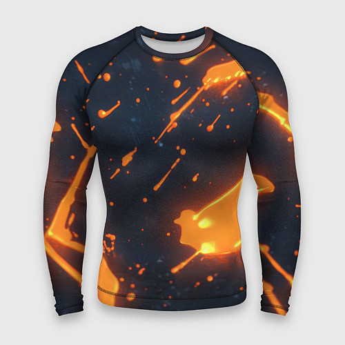 Мужской рашгард Оранжевая краска в движении / 3D-принт – фото 1