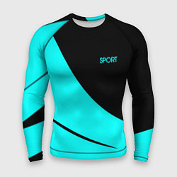 Рашгард мужской Sport чёрный и неоновый голубой, цвет: 3D-принт