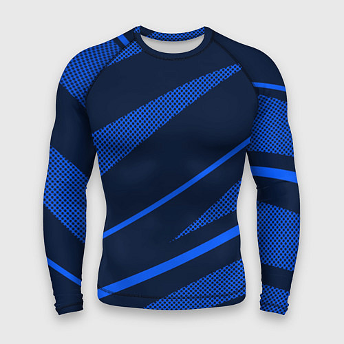 Мужской рашгард Тёмный синий абстракция полосы / 3D-принт – фото 1