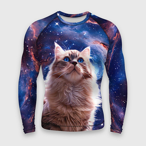 Мужской рашгард Невская маскарадная кошка в космосе / 3D-принт – фото 1