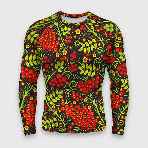 Мужской рашгард Красная рябина хохлома / 3D-принт – фото 1
