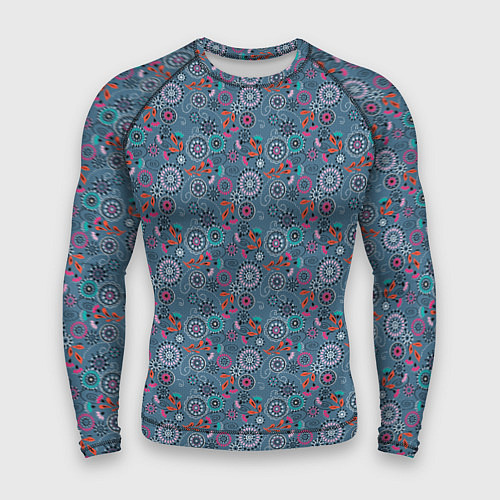 Мужской рашгард Деревенский абстрактный цветочный узор / 3D-принт – фото 1