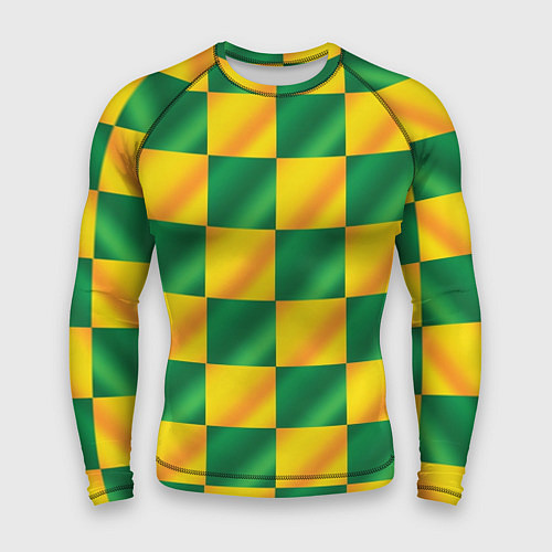 Мужской рашгард Желтый и зеленый геометрический паттерн / 3D-принт – фото 1