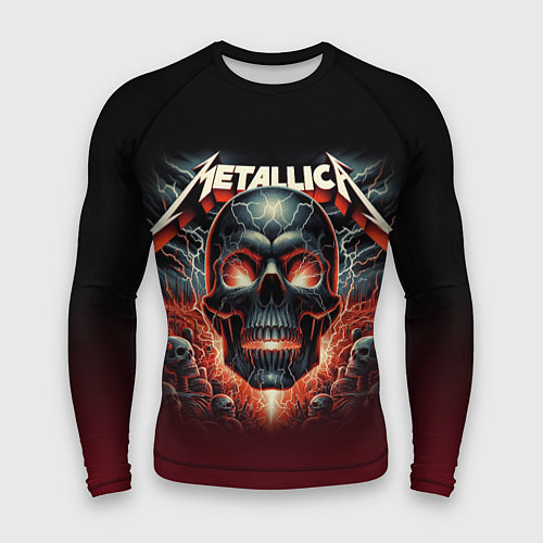 Мужской рашгард Metallica - fire skull / 3D-принт – фото 1