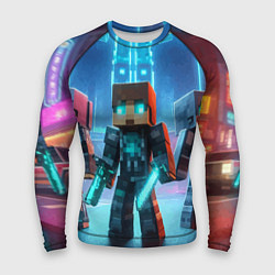Мужской рашгард Minecraft - ai art neon glow