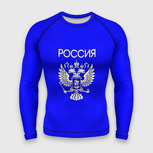 Мужской рашгард Россия и герб ультрамарин синий / 3D-принт – фото 1
