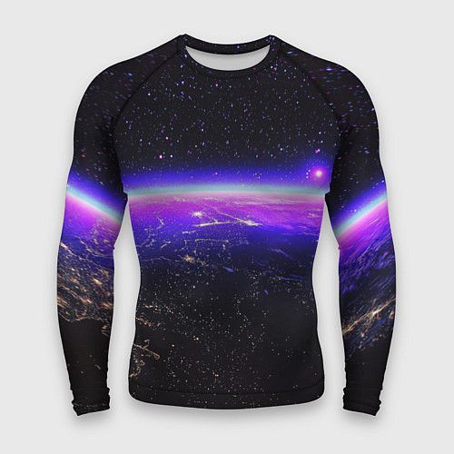 Мужской рашгард Планета и неоновое свечение / 3D-принт – фото 1