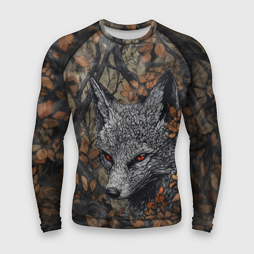 Мужской рашгард Хищный серый лис / 3D-принт – фото 1