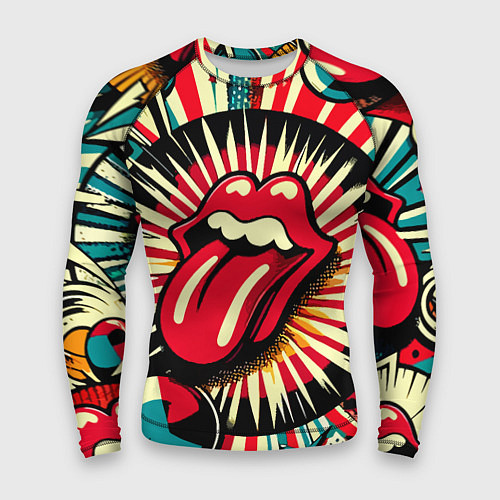 Мужской рашгард Logo of the Rolling Stones - pop art / 3D-принт – фото 1