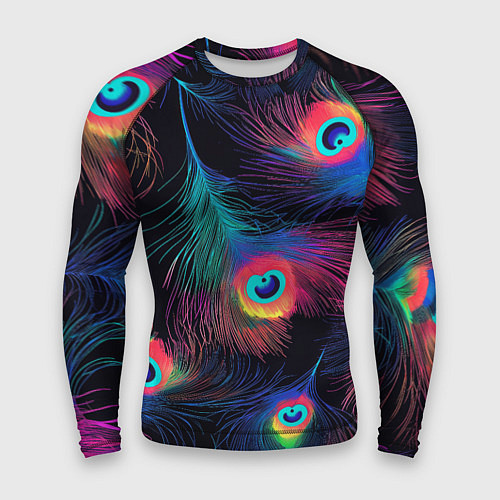 Мужской рашгард Павлиньи перья - разные оттенки / 3D-принт – фото 1