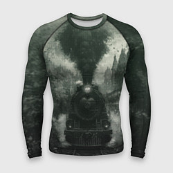 Рашгард мужской Ретро иллюстрация паровоза, цвет: 3D-принт
