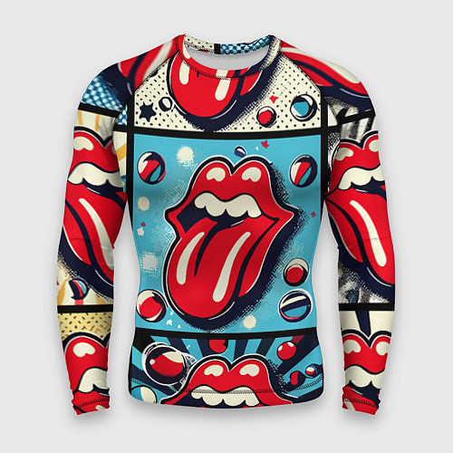 Мужской рашгард Rolling Stones logo - pop art / 3D-принт – фото 1