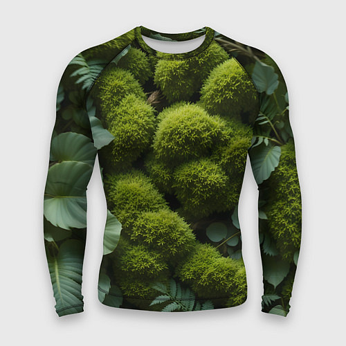 Мужской рашгард Зеленый мох и листья / 3D-принт – фото 1
