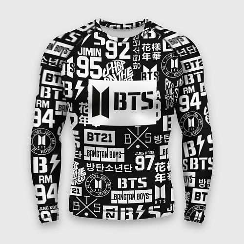 Мужской рашгард Bangtan Boys pattern black / 3D-принт – фото 1