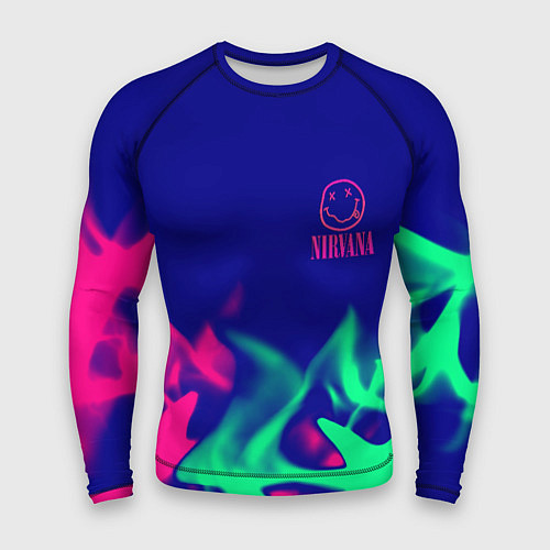 Мужской рашгард Nirvana fire neon / 3D-принт – фото 1