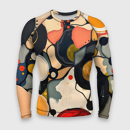 Мужской рашгард Абстракция с кругами и краской / 3D-принт – фото 1