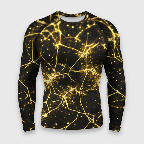 Мужской рашгард Золотистые пути на черном / 3D-принт – фото 1