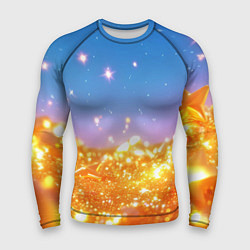 Мужской рашгард Золотые шарики на голубом фоне