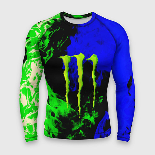 Мужской рашгард Monster energy кислотный огонь / 3D-принт – фото 1