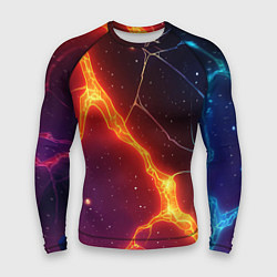 Рашгард мужской Сине-оранжевые молнии текстура, цвет: 3D-принт