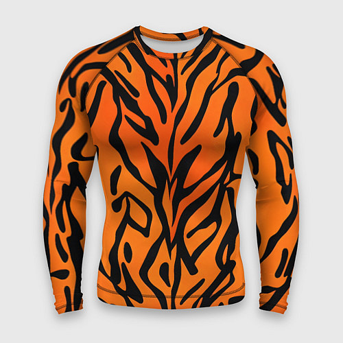 Мужской рашгард Тигровый огненный паттерн / 3D-принт – фото 1