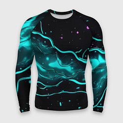 Рашгард мужской Голубые неоновые волны текстура, цвет: 3D-принт