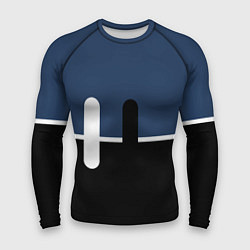 Рашгард мужской Простая абстракция сине-чёрный с белым, цвет: 3D-принт