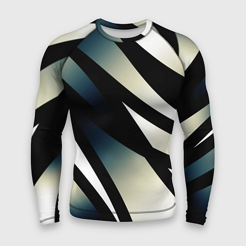 Мужской рашгард Чёрно-белый с синим затемнением полосы / 3D-принт – фото 1