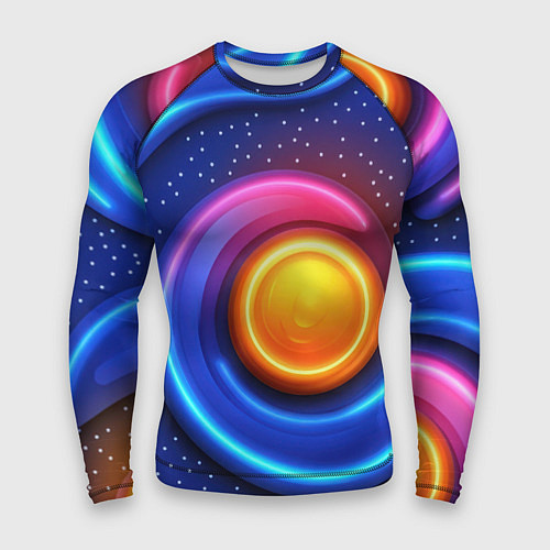Мужской рашгард Оранжевый круг и голубые линии текстура / 3D-принт – фото 1