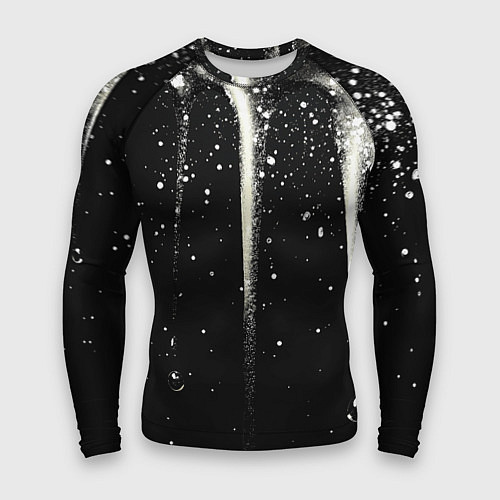 Мужской рашгард Белые брызги на черном / 3D-принт – фото 1