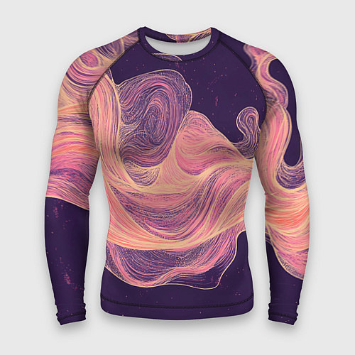 Мужской рашгард Бежевые волны текстура / 3D-принт – фото 1