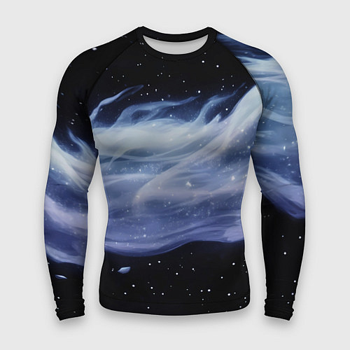 Мужской рашгард Синяя волна в космосе - текстура / 3D-принт – фото 1