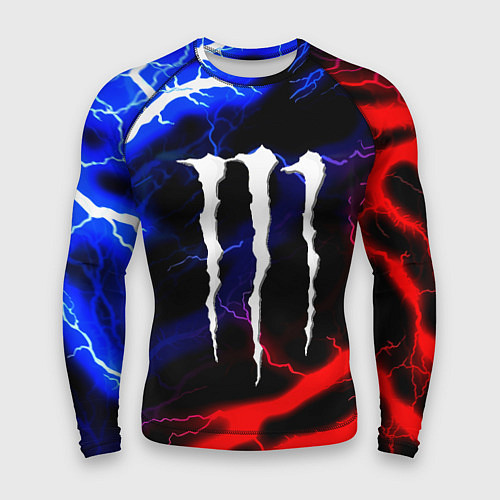Мужской рашгард Monster energy молнии неон / 3D-принт – фото 1