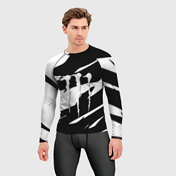 Рашгард мужской Monster energy чёрные штрихи, цвет: 3D-принт — фото 2