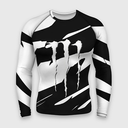 Мужской рашгард Monster energy чёрные штрихи / 3D-принт – фото 1