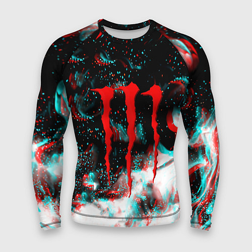 Мужской рашгард Monster energy огонь глитч / 3D-принт – фото 1