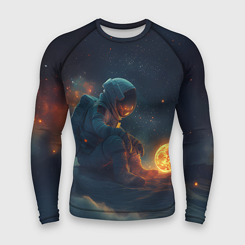 Мужской рашгард Космонавт любуется планетой / 3D-принт – фото 1