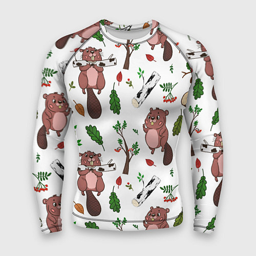 Мужской рашгард Бобер и полено / 3D-принт – фото 1