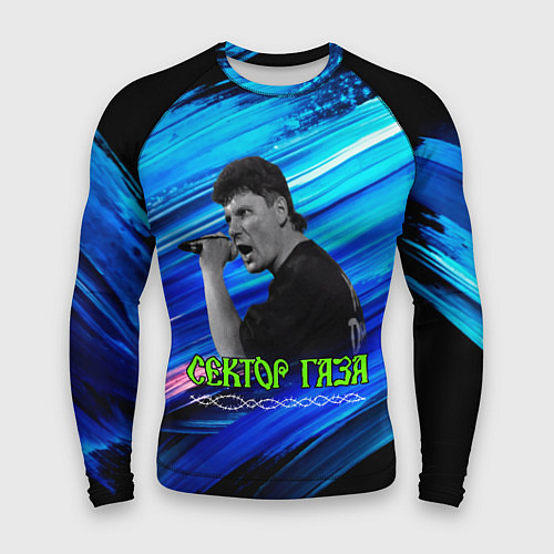 Мужской рашгард Юрий Хой синий фон красками / 3D-принт – фото 1