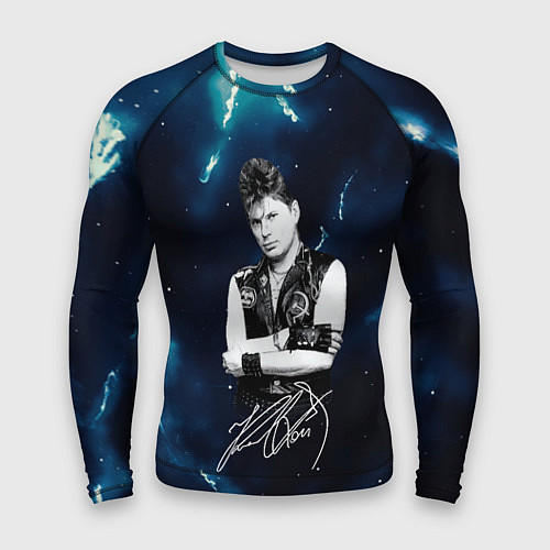 Мужской рашгард Юрий Хой черно-белый портрет с подписью / 3D-принт – фото 1