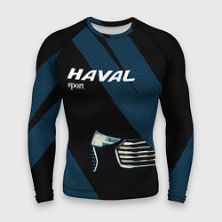 Рашгард мужской Haval sport чёрно-синий с полосой, цвет: 3D-принт