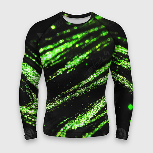 Мужской рашгард Зеленые блестки на черном / 3D-принт – фото 1
