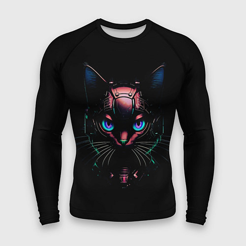 Мужской рашгард Cyber cat неоновые глаза / 3D-принт – фото 1