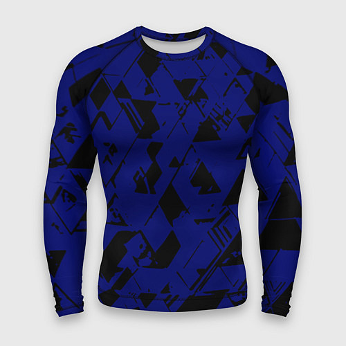 Мужской рашгард Синий с чёрными деталями абстракция / 3D-принт – фото 1