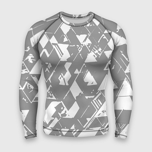 Мужской рашгард Светлый серый геометричный паттерн / 3D-принт – фото 1