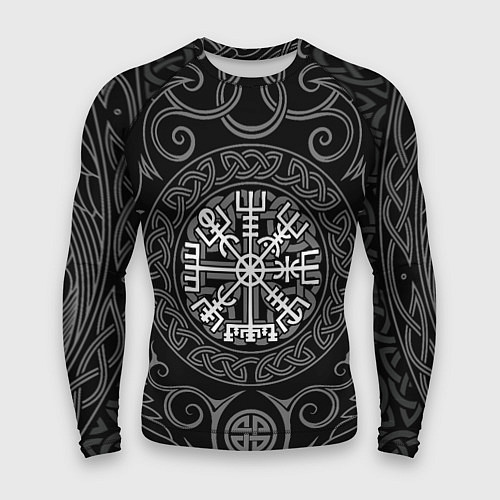 Мужской рашгард Кельтский узор - вороны с символикой вегвизир / 3D-принт – фото 1