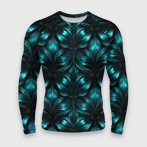Мужской рашгард Зеленые узоры из абстрактных листьев - блестящий п / 3D-принт – фото 1