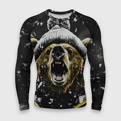 Мужской рашгард Злой большой медведь зимой